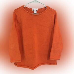 Vintage Pendleton Orange 100% Cotton Roll Sleeve Sweater L